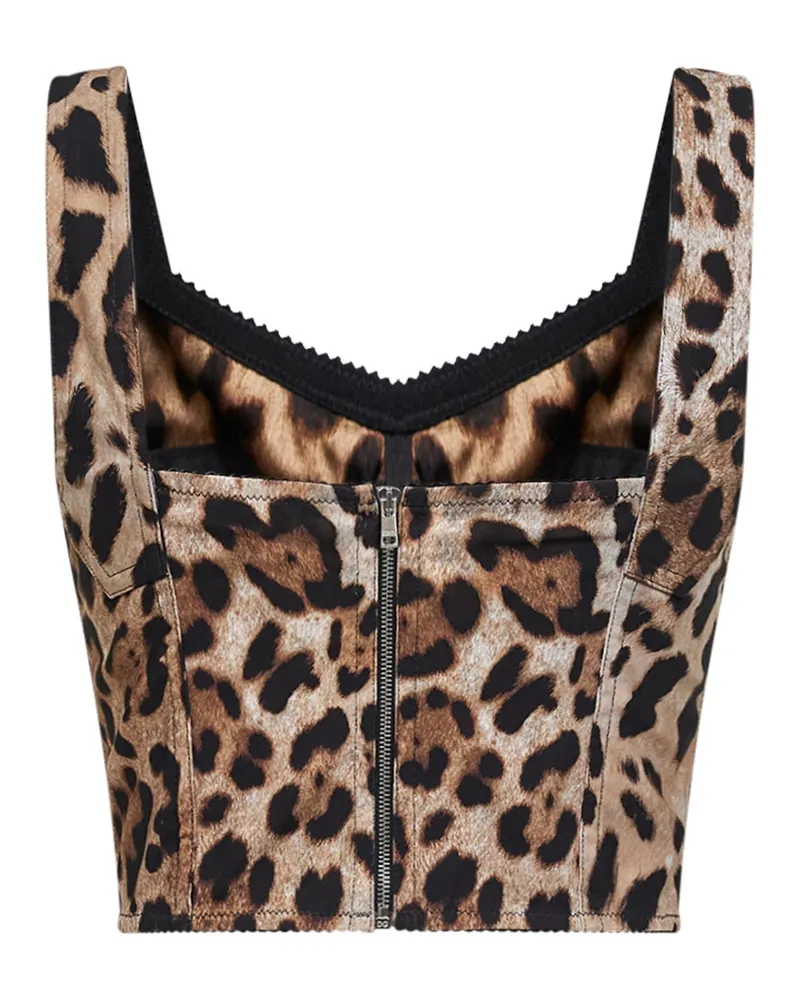 Dolce & Gabbana Women's Bustier Top Leopard Print Multicolour Polyamide Tops Multicolor