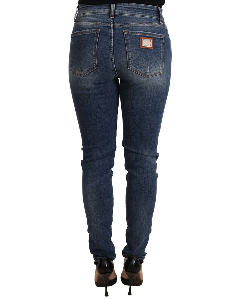 Dolce & Gabbana Women Blue Wash Skinny Denim Cotton Stretch Jeans Elastane Clothing Blue