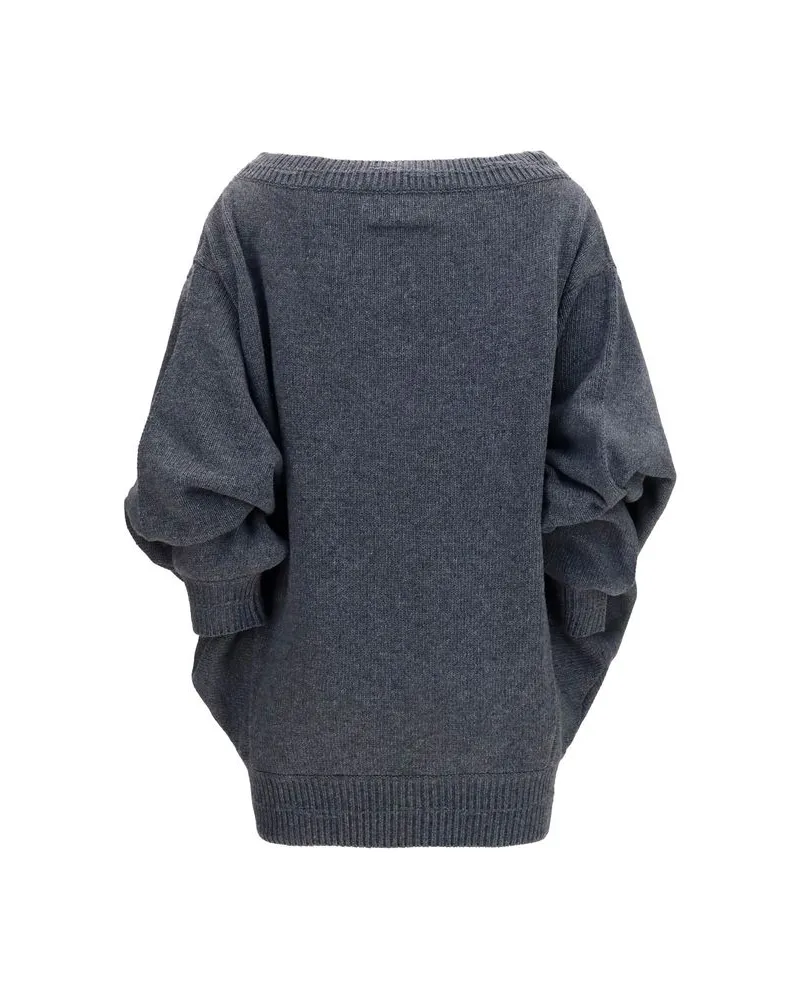 Maison Margiela Wool-Blend Oversized Sweater — Gray Gray