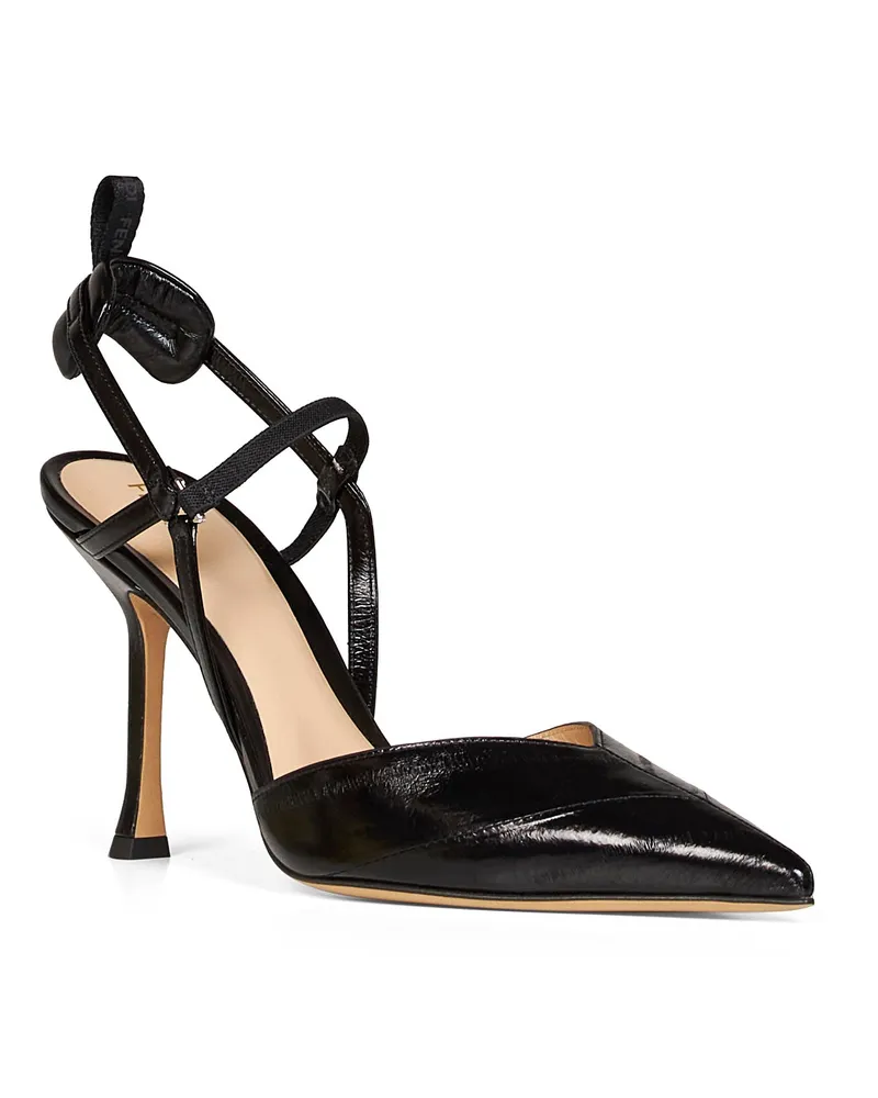 Fendi Women's Slingback Pumps Very Colibrì Black Missinoide Leather High Heel Shoes Black