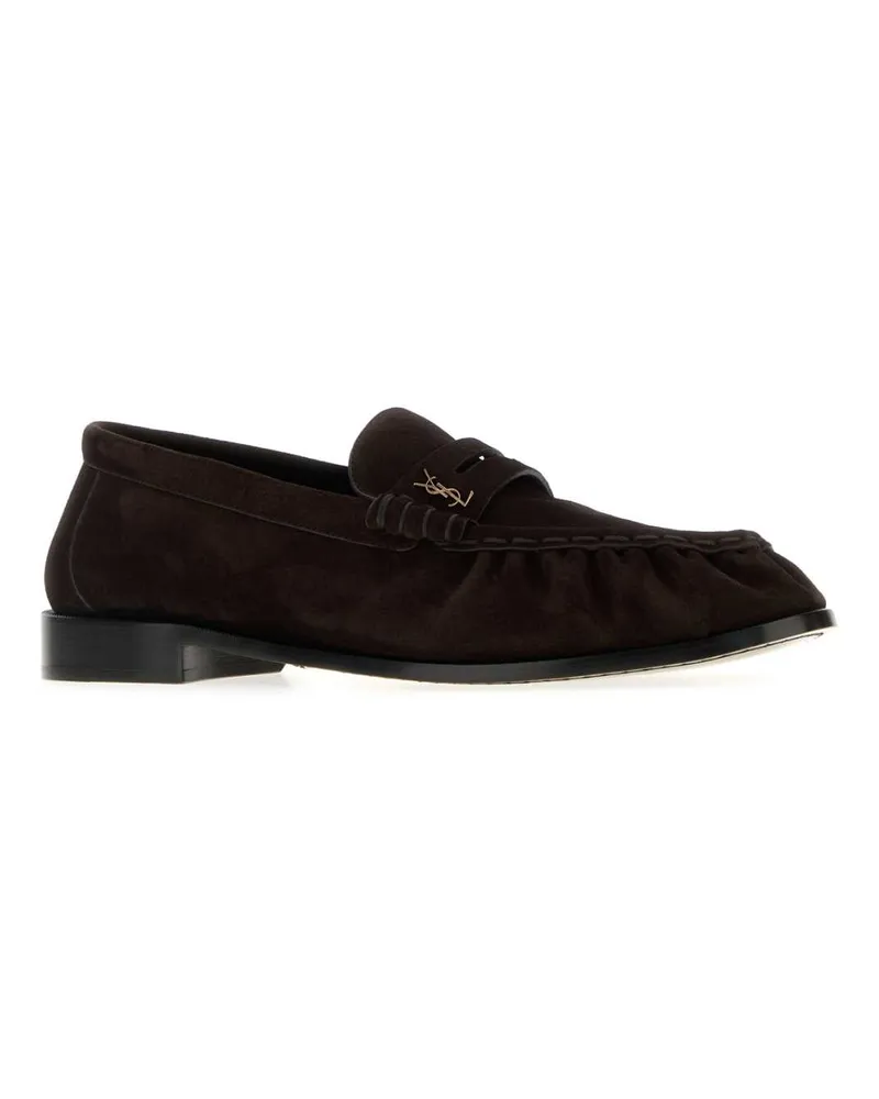 Saint Laurent Men's Dark Brown Suede Loafers T.moro Mocassini Brown