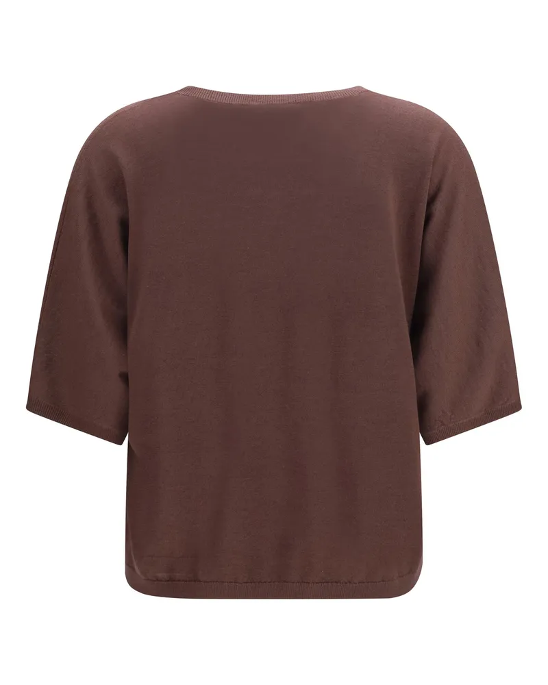 Brunello Cucinelli Women's Short-Sleeve Cashmere And Silk Sweater Raisin (capra Hircus Brown