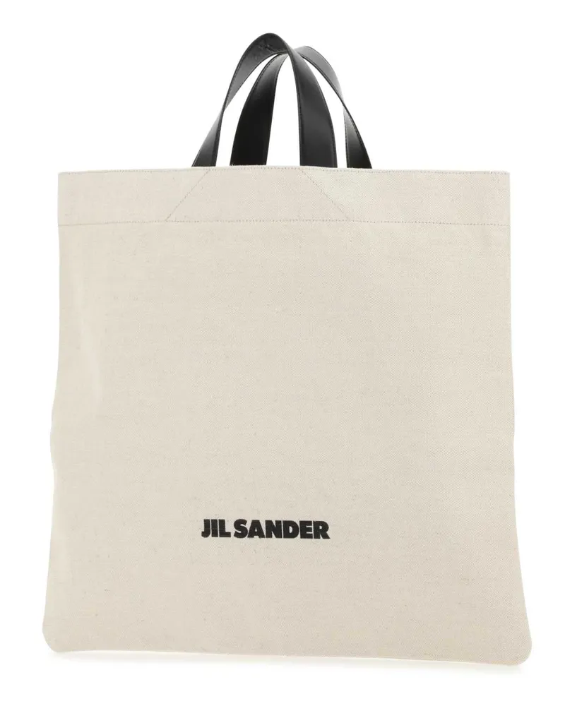 Jil Sander Women's Sand Canvas Shopping Bag 280 Exterior: Cotton Linen Calf Borse A Mano Beige