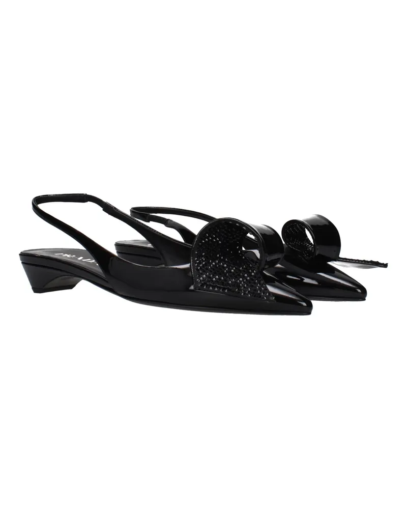 Prada Women's Black Leather Flat Sandals Black