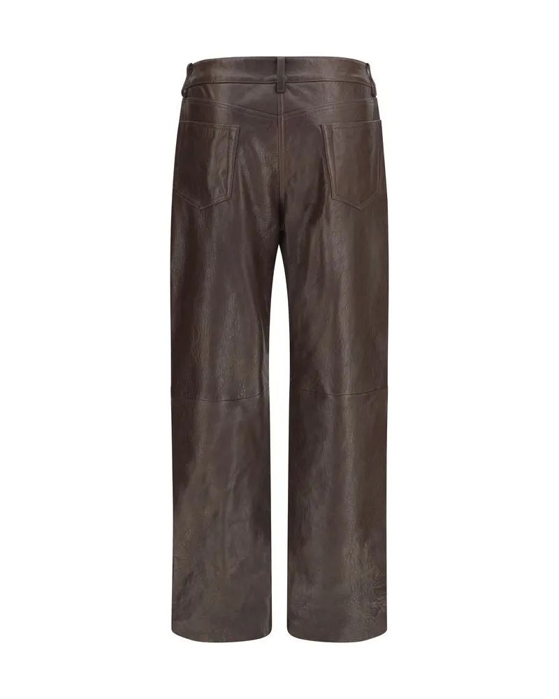 Magda Butrym Women Brown Leather Pants Brown