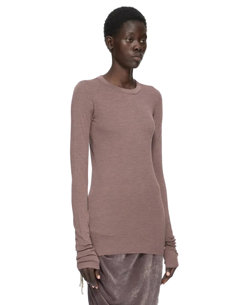 Rick Owens Women's T-Shirt Manches Longues Rib Côtelé Violet Profond Purple T-Shirts And Polos Purple