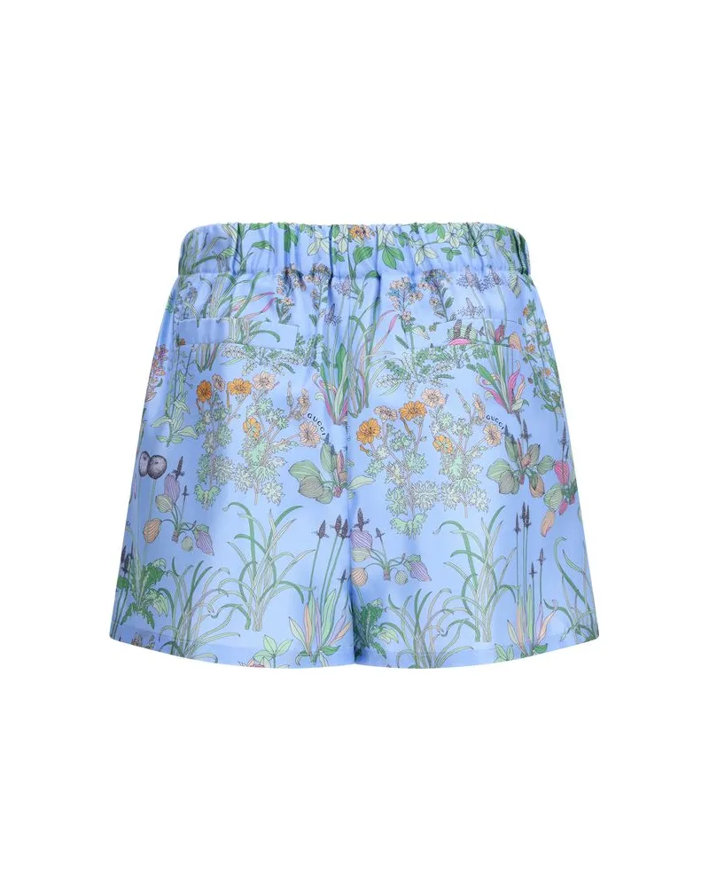 Gucci Women Blue Silk Bermuda Shorts Blue