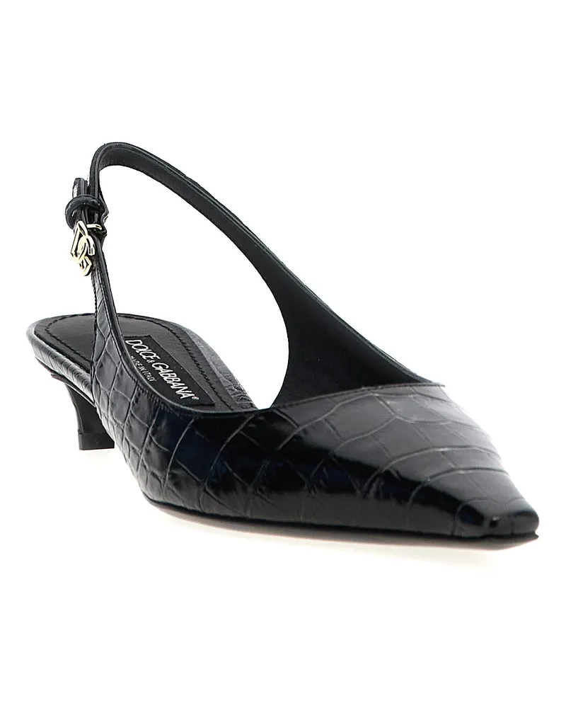Dolce & Gabbana Women's Mun Slingback Heel Black Calfskin Leather Black
