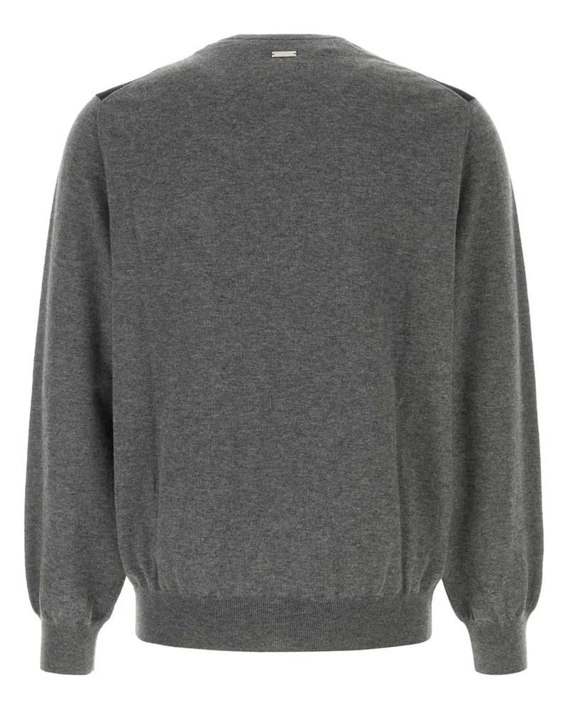 Ferragamo Men's Dark Grey Wool Sweater Charcoalmelblack Exterior: Virgin Maglie Gray