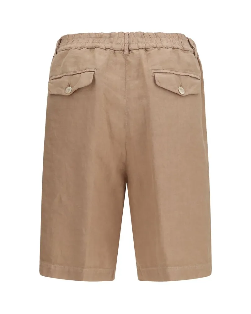 Brunello Cucinelli Men's Brown Linen Bermuda Shorts Brown