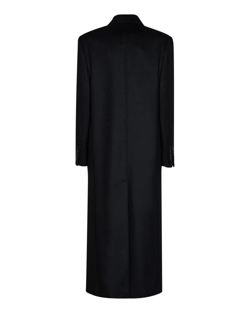Max Mara Double-Breasted Wool Coat — Black Black