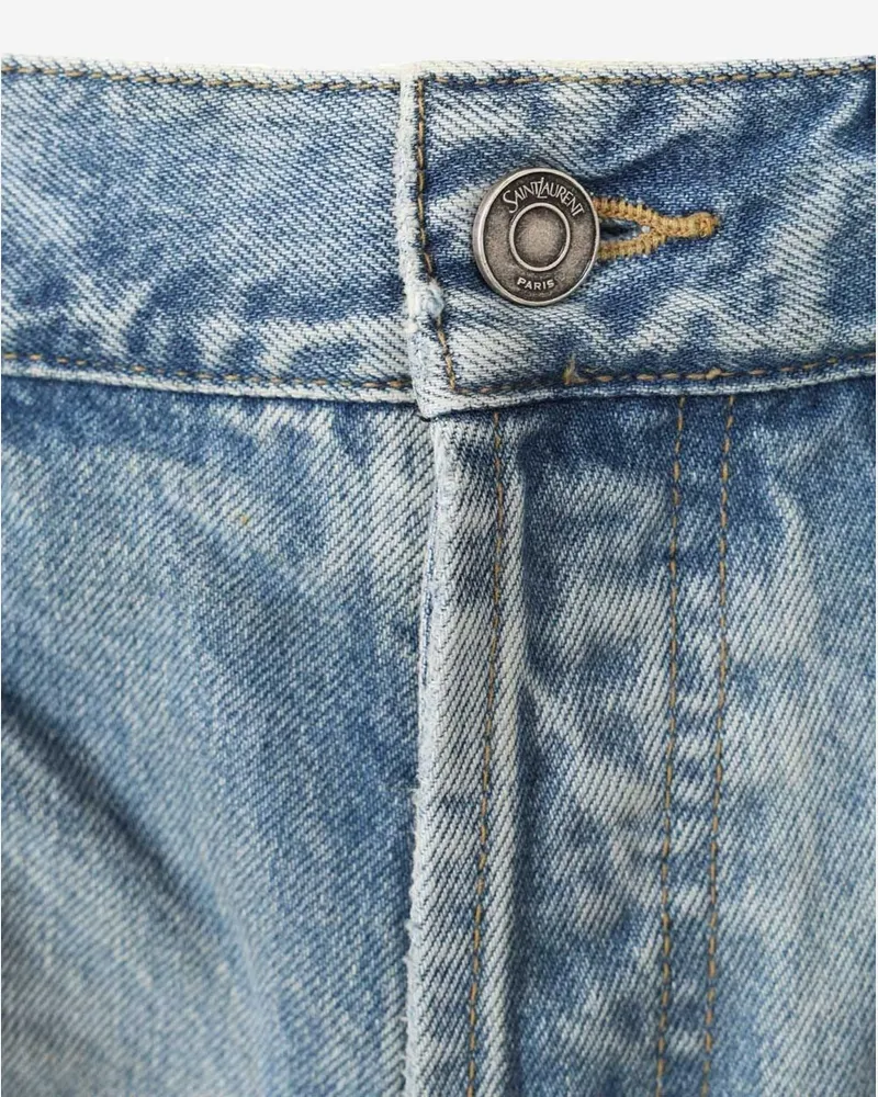 Saint Laurent Men's Jeans Light Denim Cotton Trousers Blue