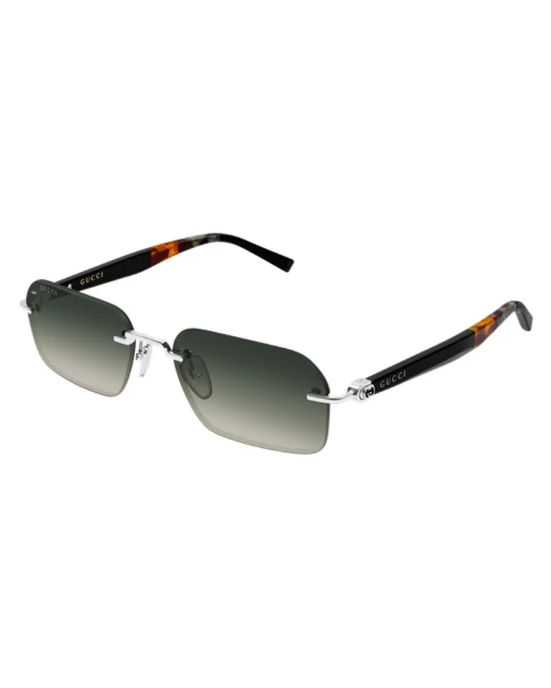 Gucci GG2259S Rimless Rectangle Sunglasses — Green Green