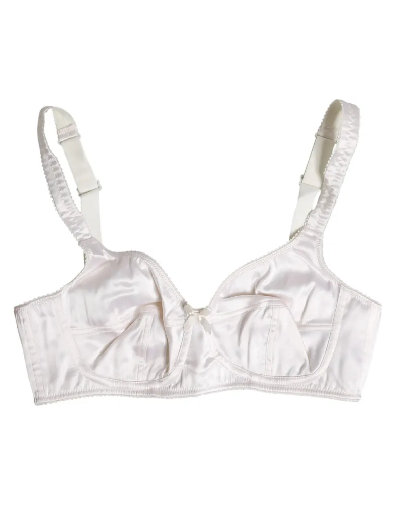Dolce & Gabbana Women White Silk Balconette Non Wire Bra Underwear Cotton Elastane Nylon Clothing White