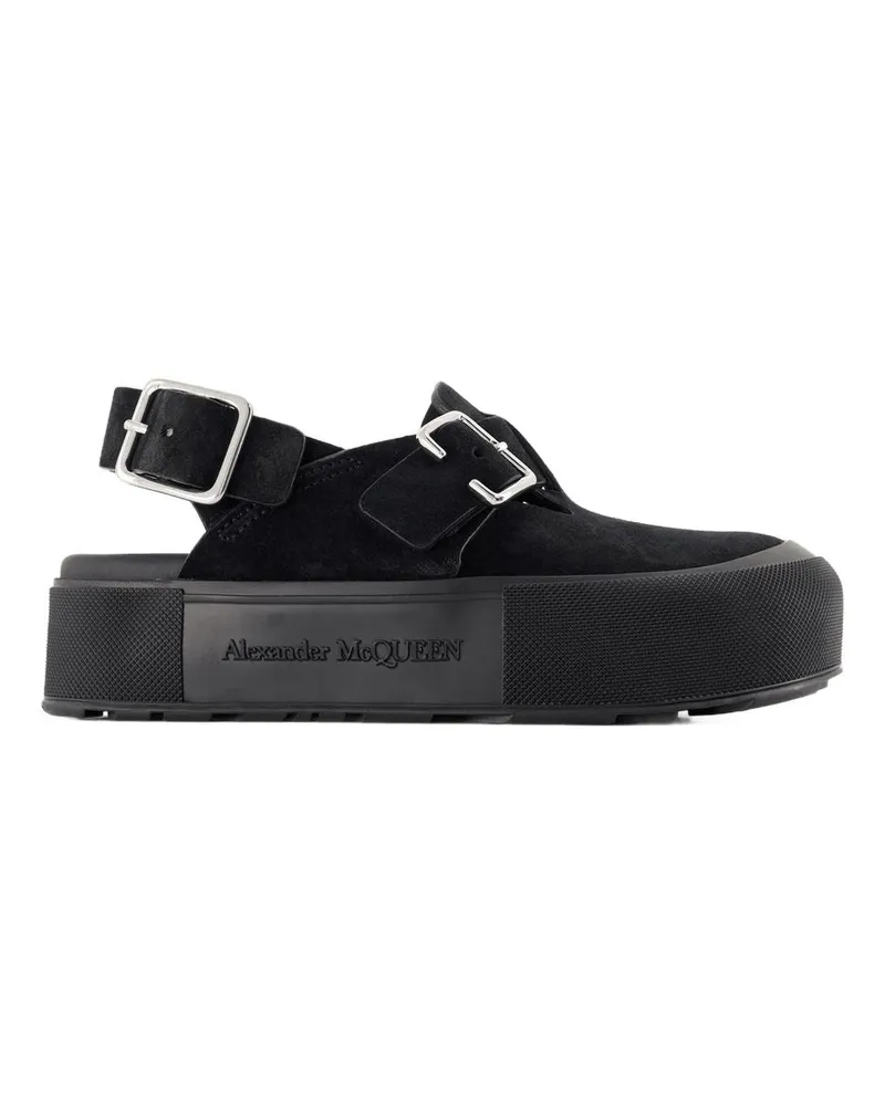 Alexander McQueen Men's Mount Slick Sandal Black Leather Black