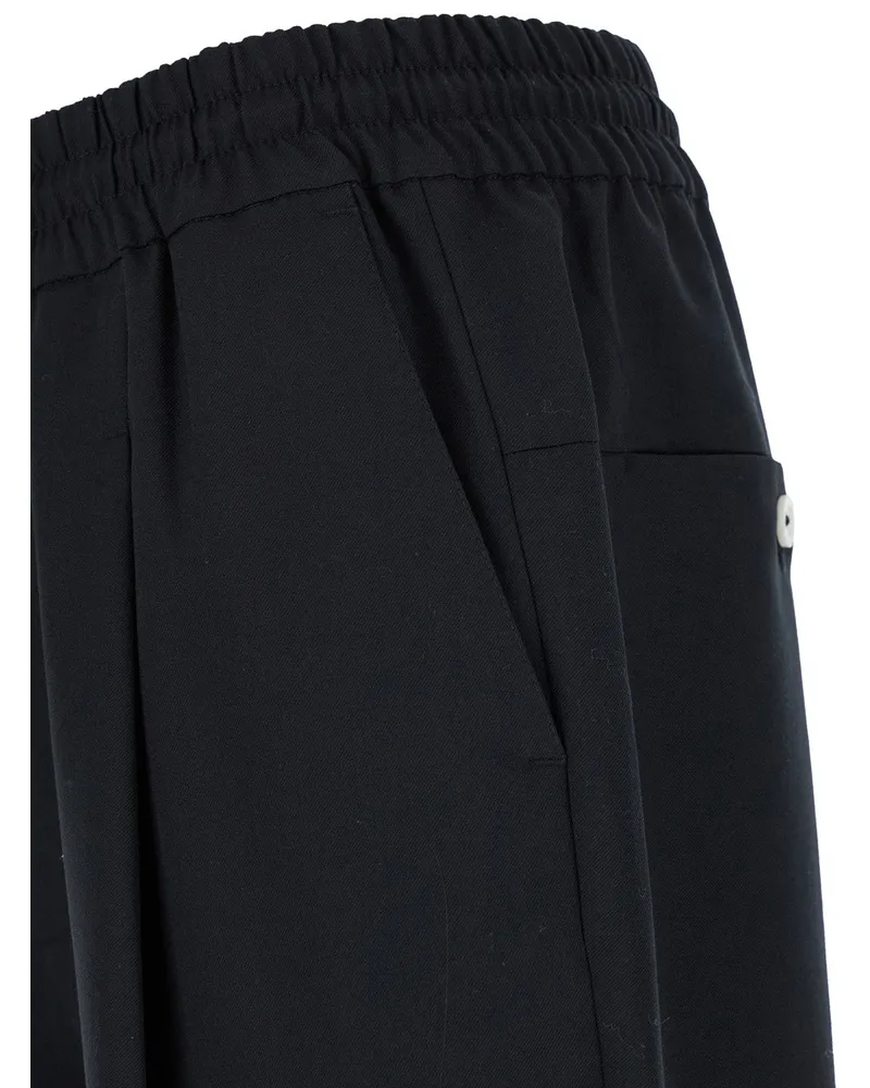 Drôle de Monsieur Men's Pants Le Pantalon Cropped Black Virgin Wool Trousers Black