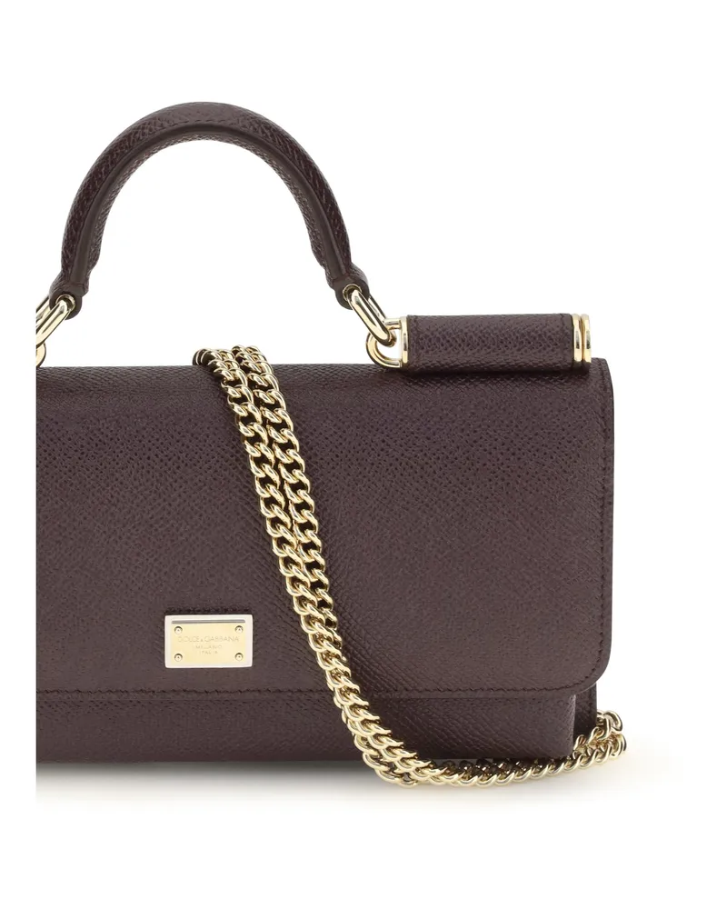 Dolce & Gabbana Women's Shoulder Bag Micro Sicily Burgundy Calf Leather Burgundy