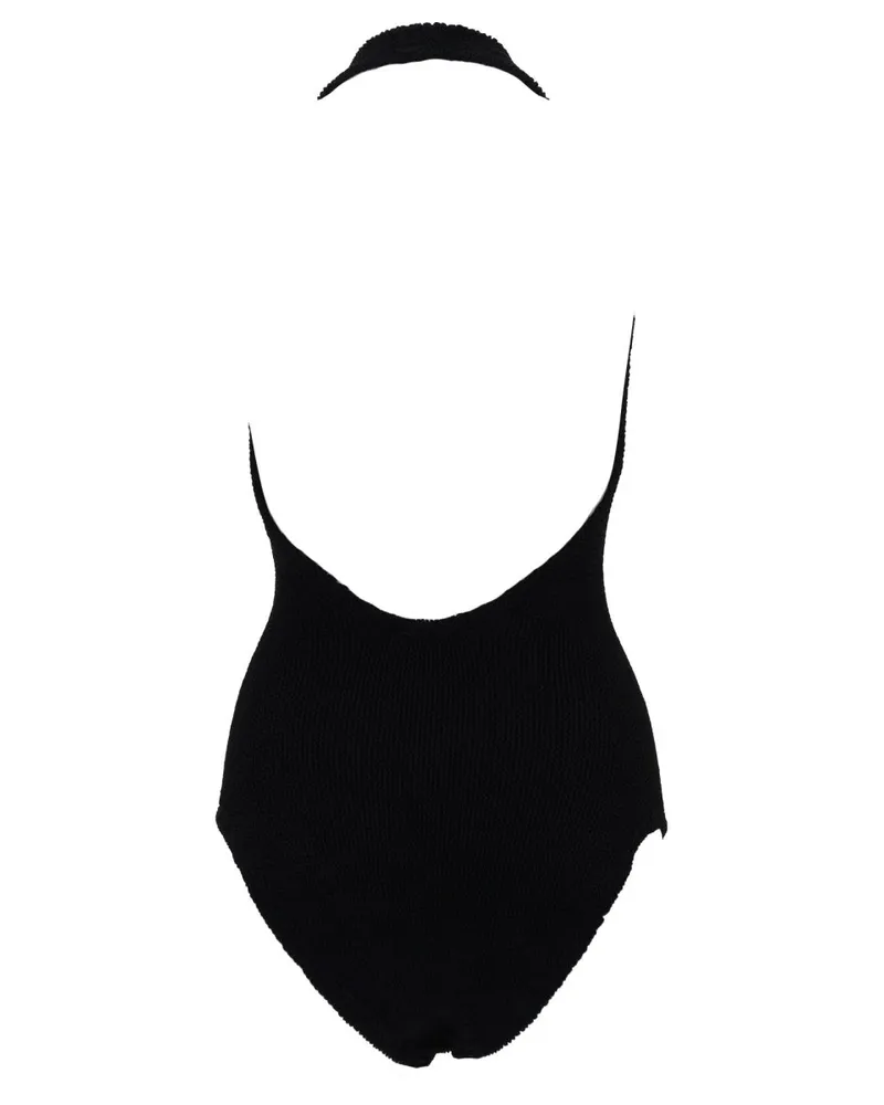 Hunza G Textured Polyamide One-Piece Swimsuit — Black Black
