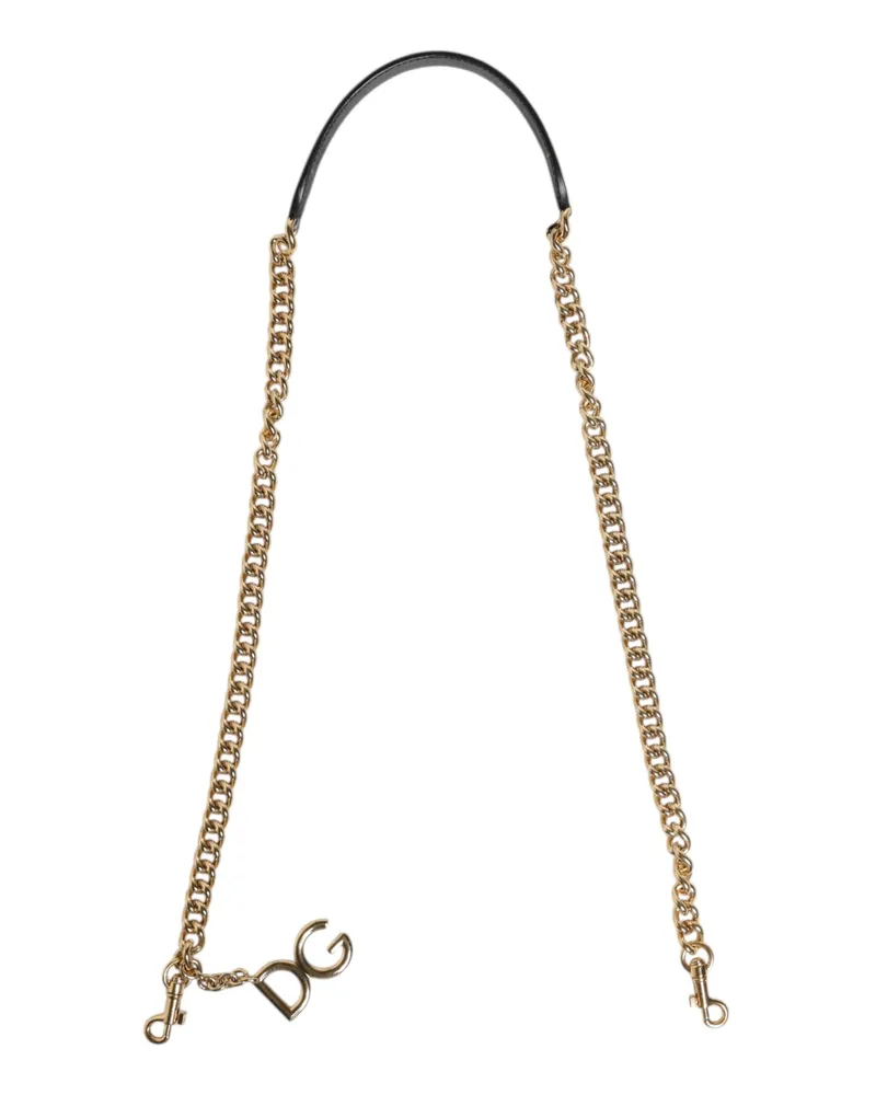 Dolce & Gabbana Women's Brown Leopard Gold Brass Chain Accessory Shoulder Strap Calf Leather Real Bag Brown