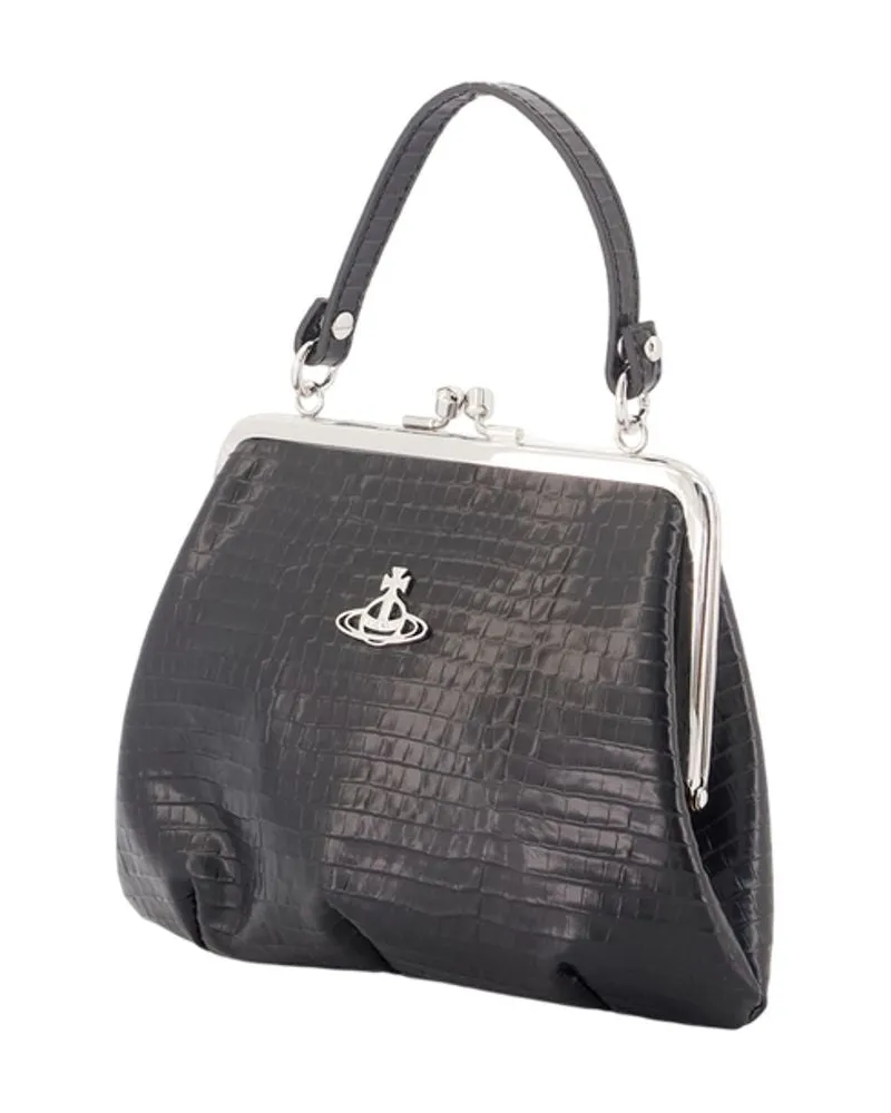 Vivienne Westwood Women's Granny Frame Purse -  Leather Black Calfskin Bags Handbags-Purses Black