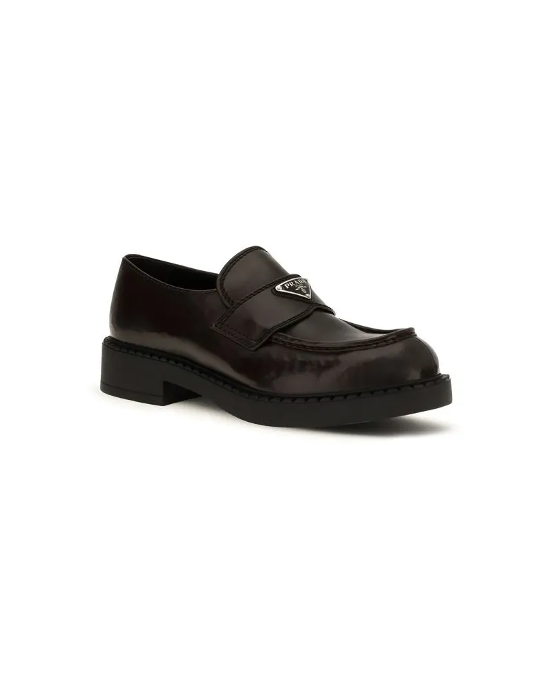 Prada Men's Brown Calf Leather Bos Taurus Slip-On Loafers Brown