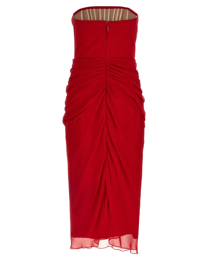 Carolina Herrera New York Women's Multicolor Silk Midi Dress Red