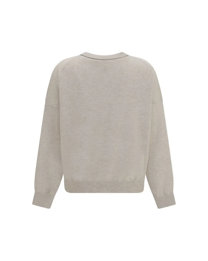 Brunello Cucinelli Cashmere with Monili Chain Detail Sweater — Beige 