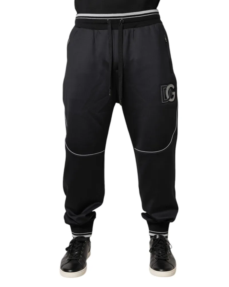Dolce & Gabbana Men's Logo-Embroidered Joggers Black Polyester Elastane Black