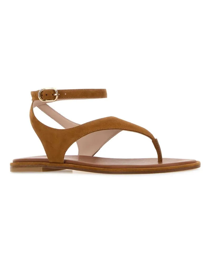Stuart Weitzman Women's Camel Suede Marley Thong Sandals Bohotan Sandali Camel