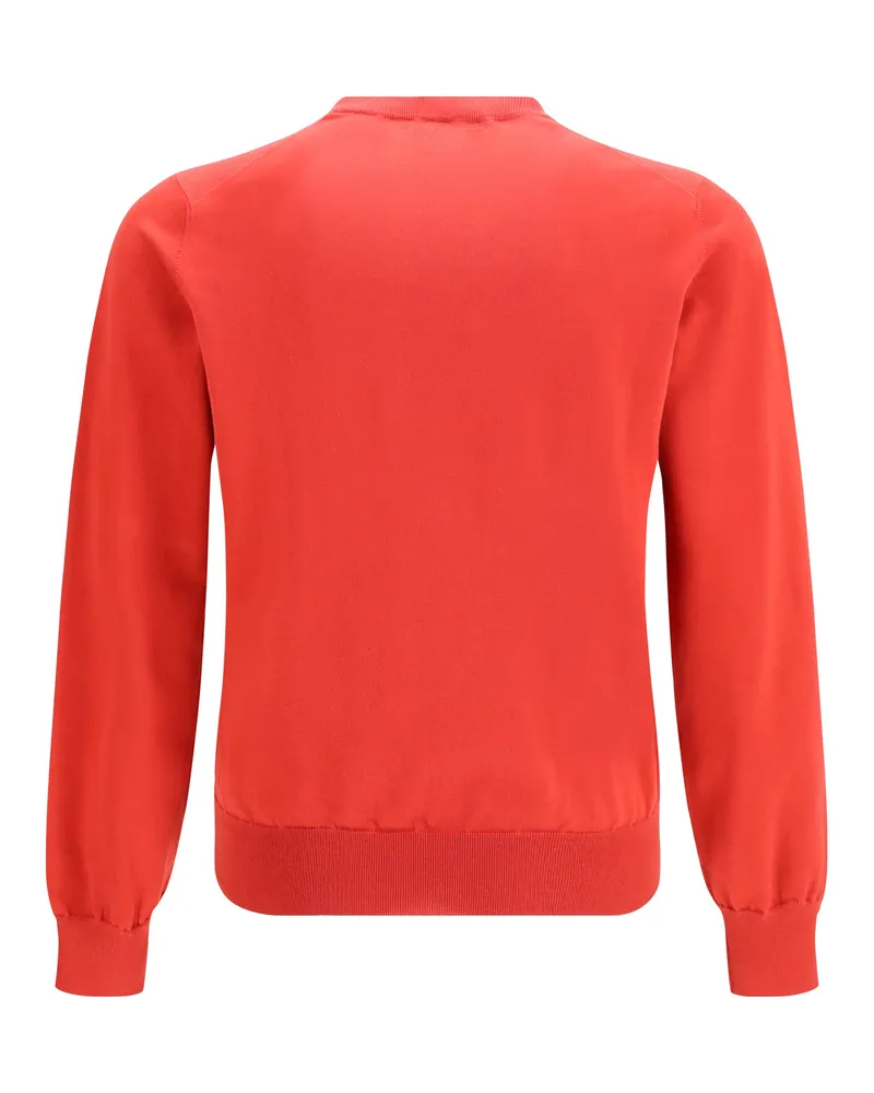 Brunello Cucinelli Cotton Crewneck Sweater — Red Red