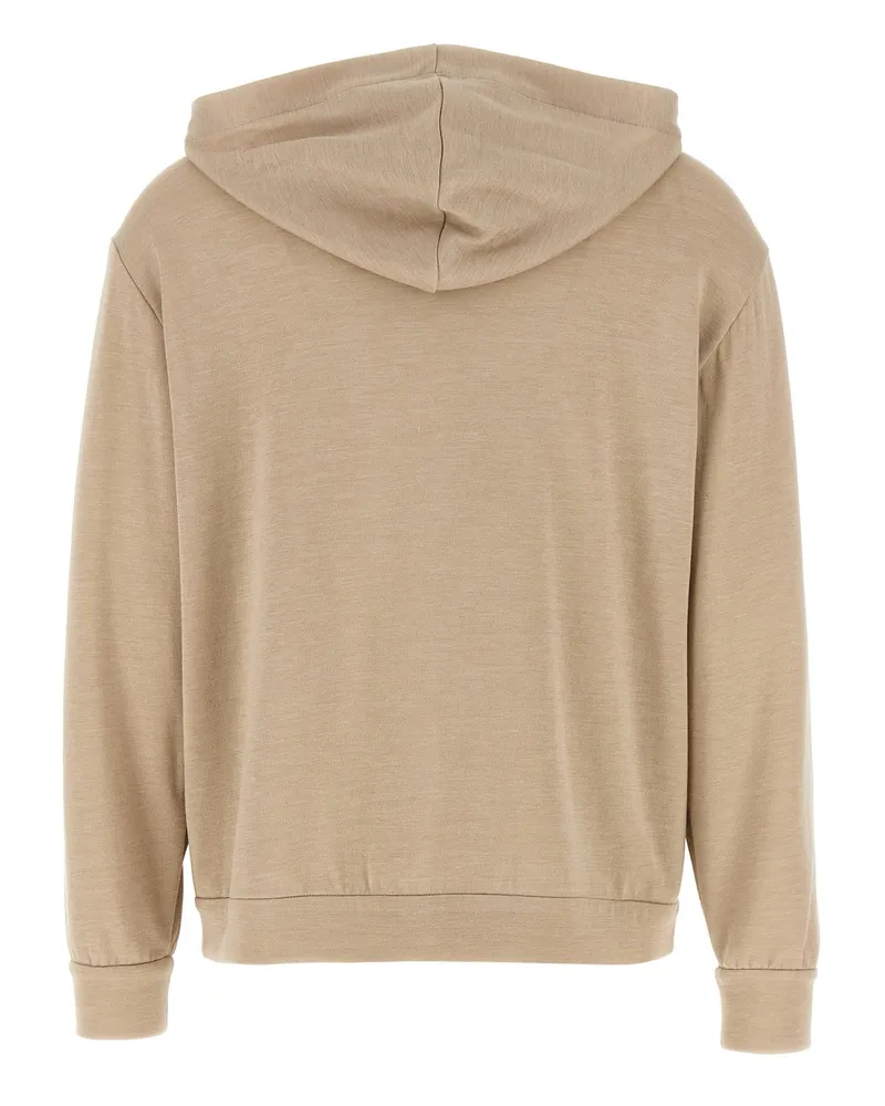 Brunello Cucinelli Precious Zipper Pull Hoodie — Beige Beige