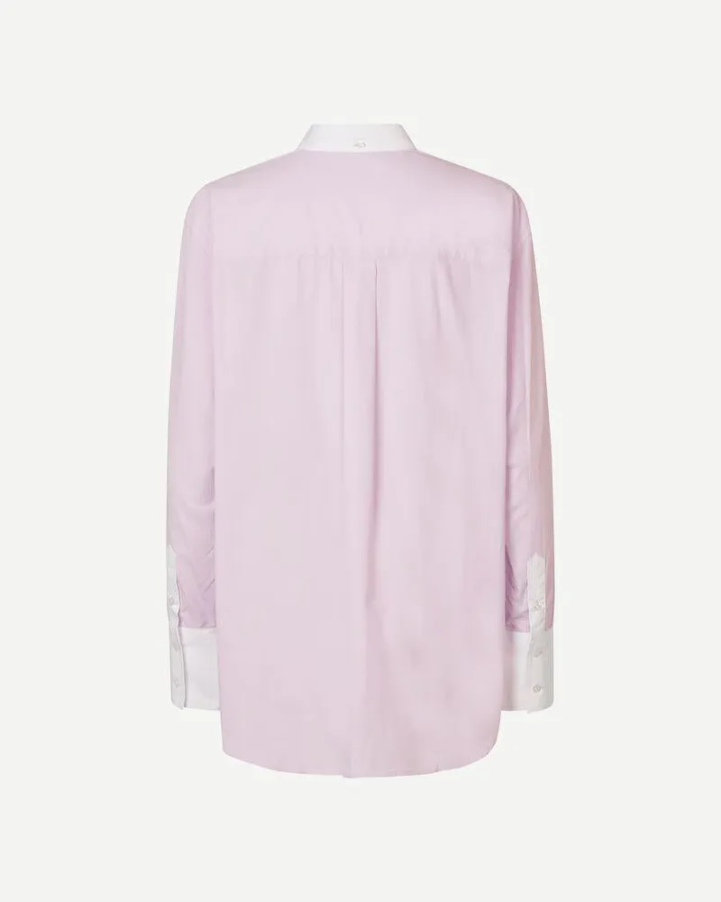 Samsøe & Samsøe Organic Cotton with Contrast Cuffs Shirt — Pink Pink