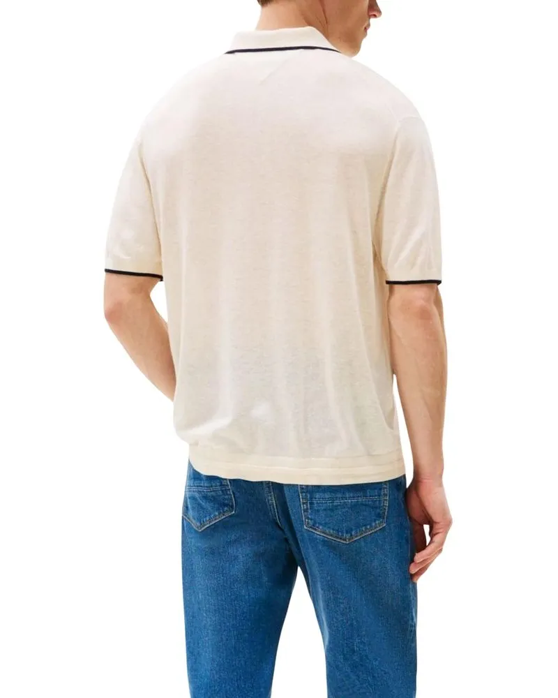 Tommy Hilfiger Lyocell-Linen Knit Polo Shirt — Beige Beige