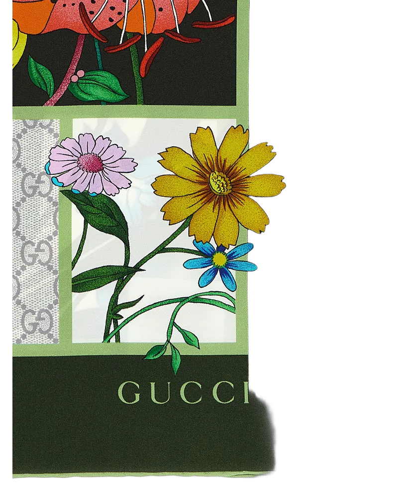 Gucci Women's Black Silk Foulard Accessory Green