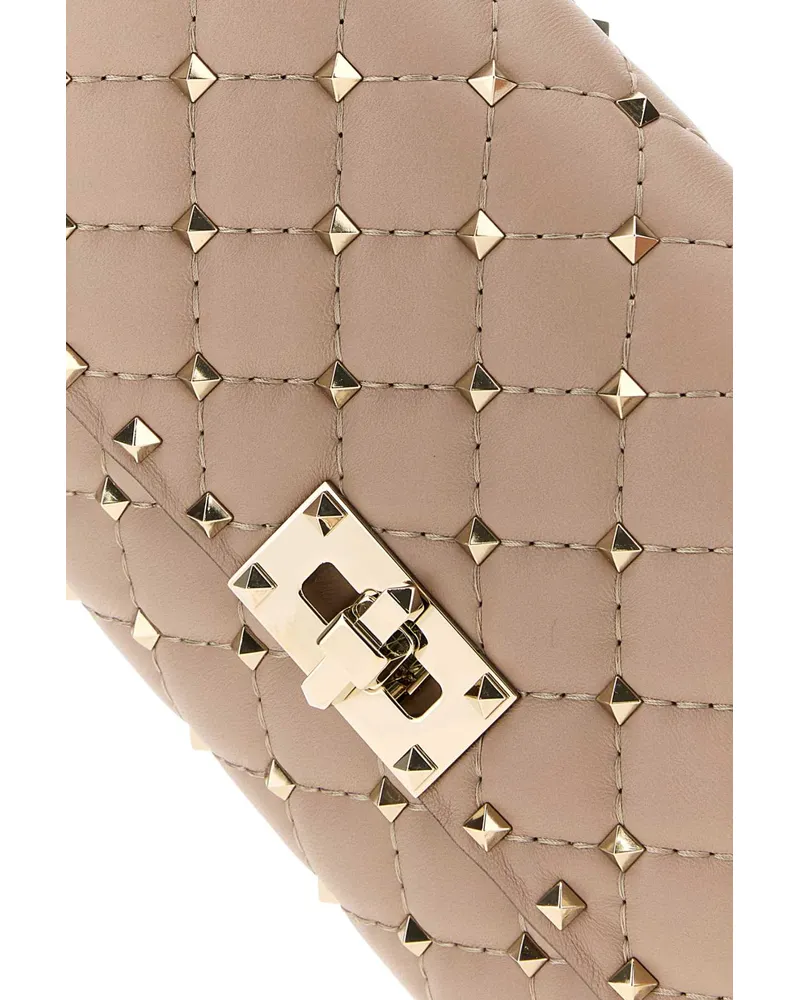 Valentino Garavani Quilted Studded Crossbody Bag — Beige Beige