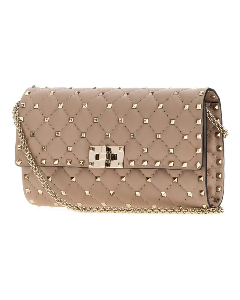 Valentino Garavani Quilted Studded Crossbody Bag — Beige Beige