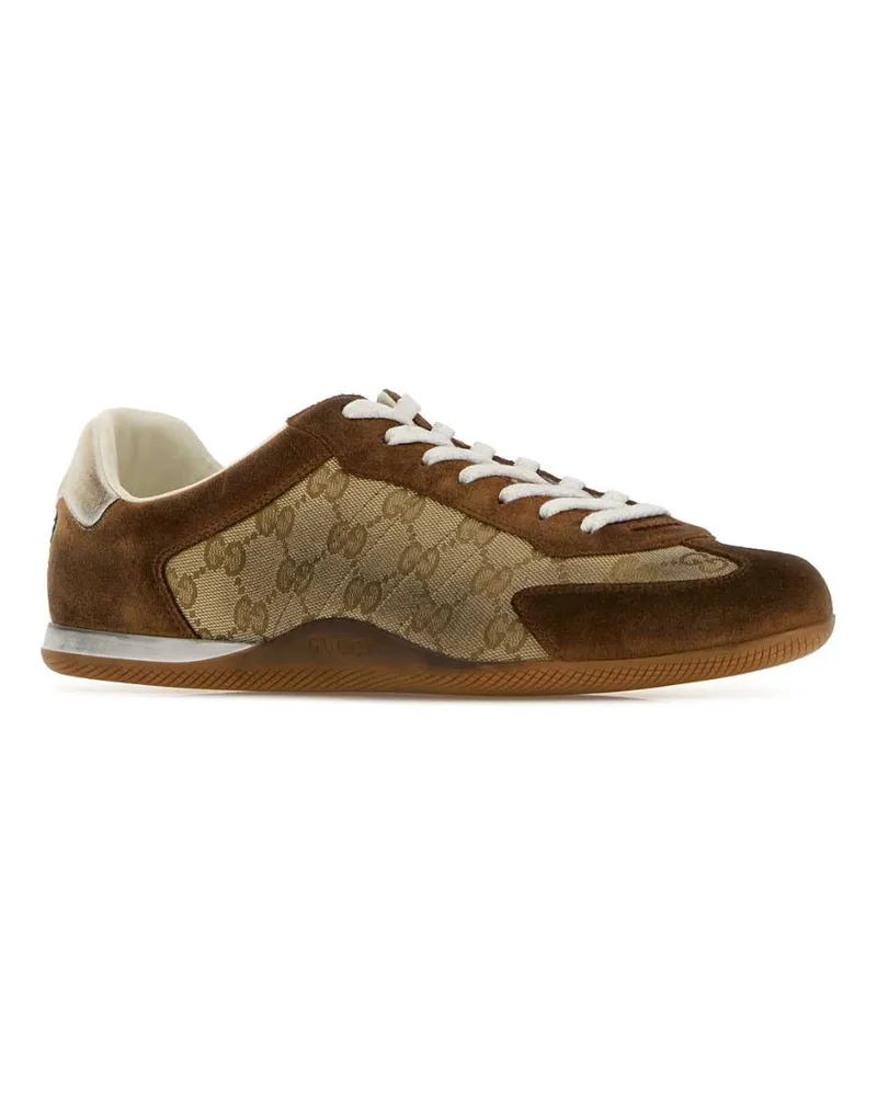Gucci Men's Multicolor Fabric And Suede  Shift Sneakers Sundnsavrvwhvrv Calf Skin Brown