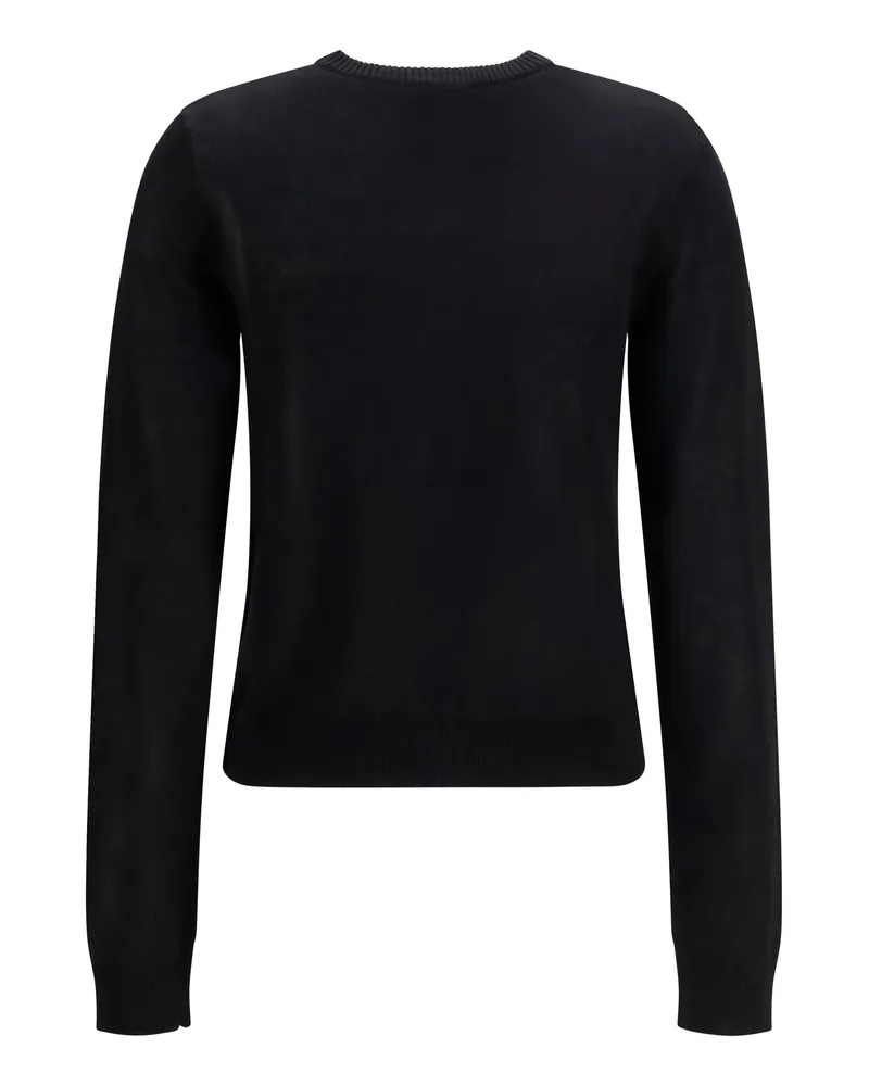 Ganni Women's Cardigan Diamond Pattern Black Cotton Sweater Black