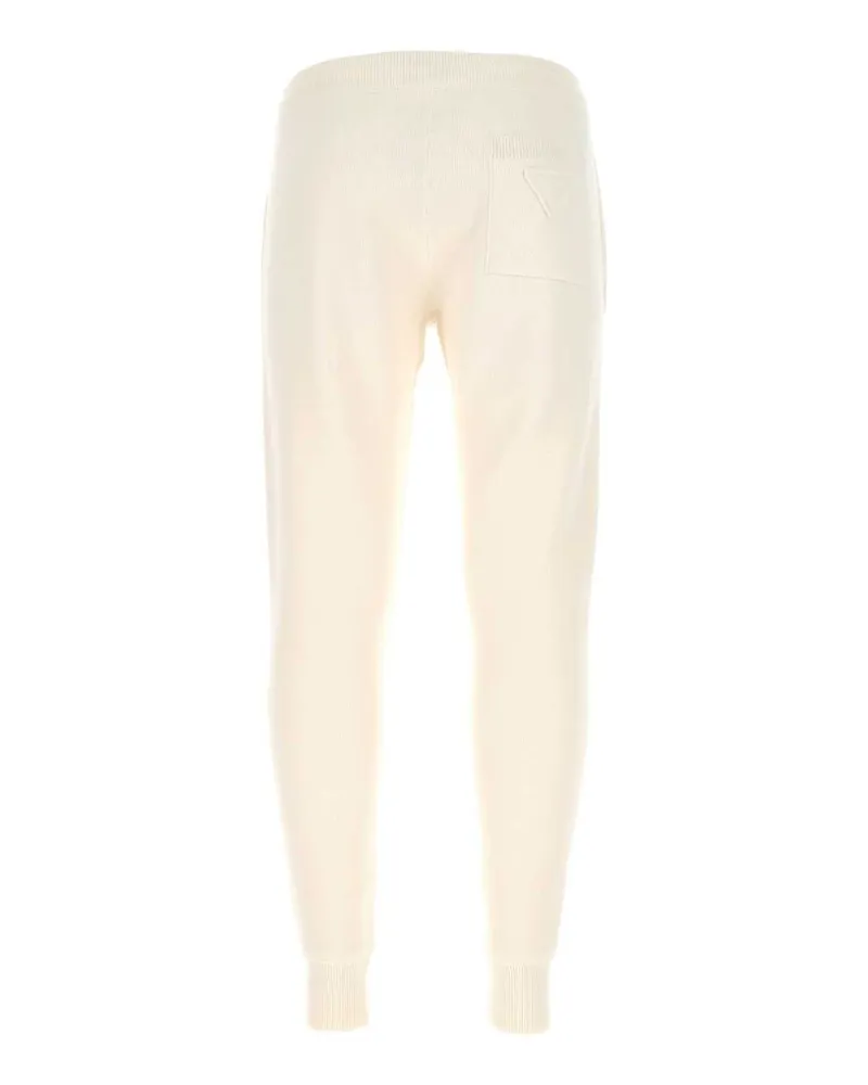 Prada Men's Ivory Stretch Cashmere Blend Joggers Bianco Pantaloni White