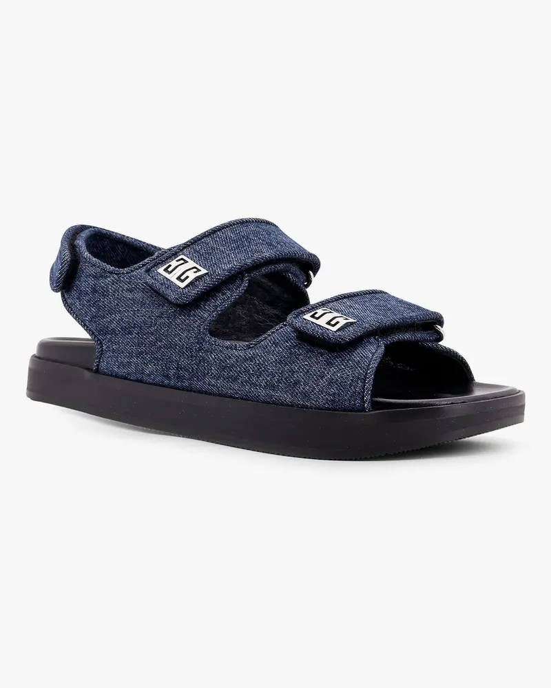 Givenchy Women's Strap Flat Denim Sandals Blue Denim-Pelle Denim/pelle Blue