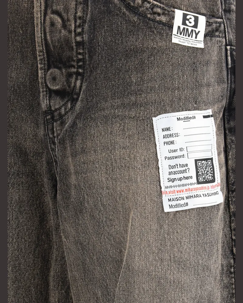 MIHARAYASUHIRO Women's Wide Denim Jeans Amateur Sewn Like Black Cotton Black