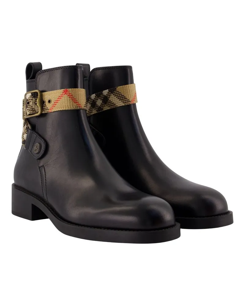 Burberry Women's Lf Huntley 25 Ankle Boots -  Leather Black Calfskin Shoes Ankle-Boots Black