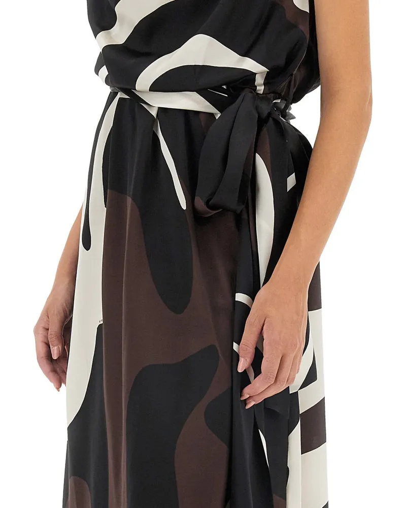 Kiton Printed Silk Dress — Brown Brown