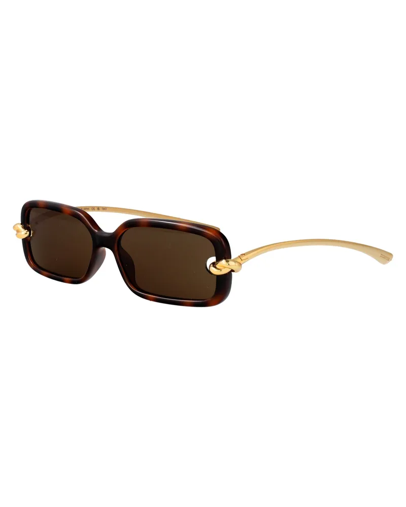 Bottega Veneta BV1439S Gold Injected Rectangle Sunglasses — Gold Gold