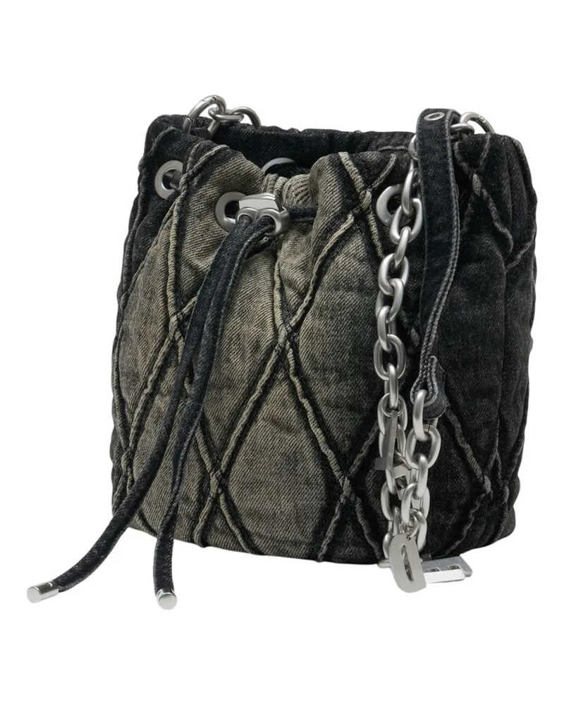 Diesel Women's Charm-D Small Shoulder Bag -  Cotton Black Shoulder-Hobo-Bags Black