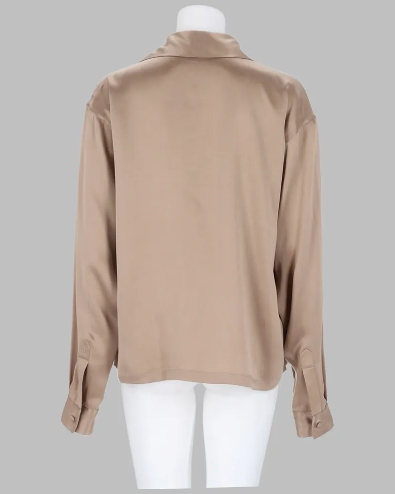Tom Ford Silk Satin Polo Shirt — Beige Beige