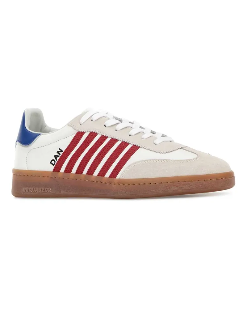Dsquared2 Men's White Leather Boxer Sneakers Biancorossoblu White
