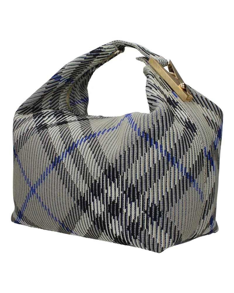 Burberry Women's Check Patterned Polyamide Shoulder Bag Gray Gray