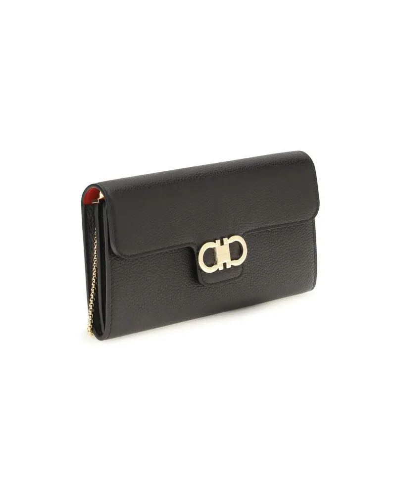 Ferragamo Women's Black Calf Leather Bos Taurus Wallet Black