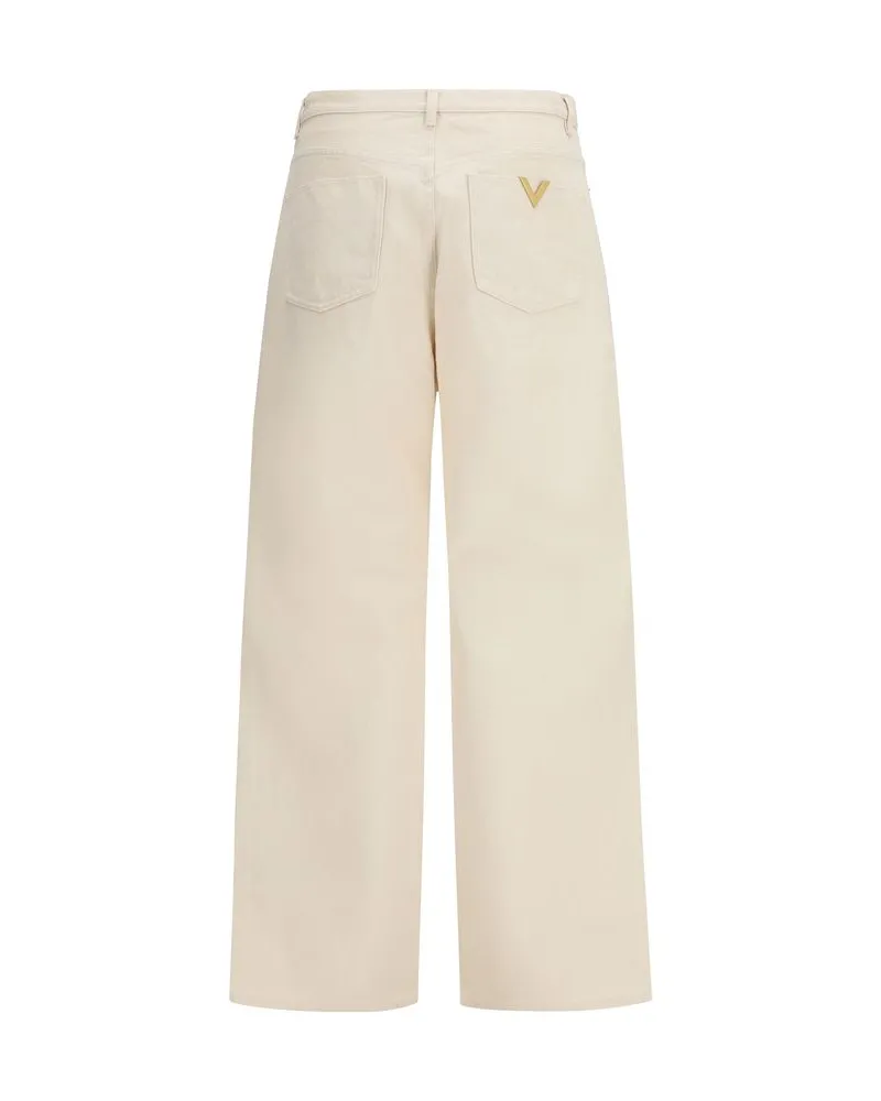 Valentino Garavani Men's Beige Cotton Casual Pants Beige